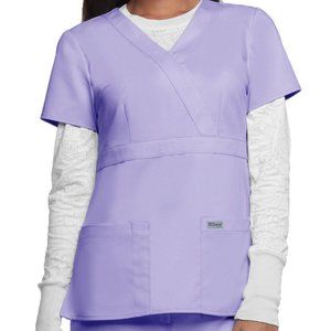 Women's Mock Wrap Solid Scrub Top Liliac (XXS)